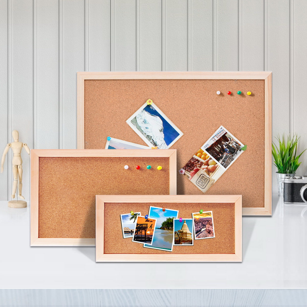 Engraved Wood Frame - Vintage Pine Wood Frame Cork Board