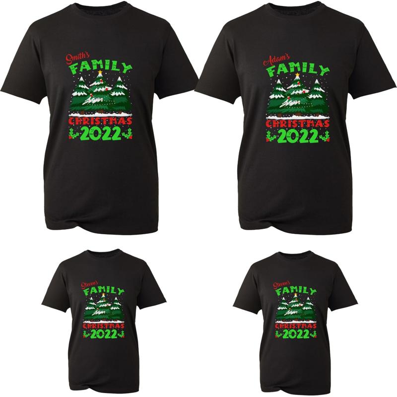 Family Tree Print - Personalised Family Christmas 2022 T Shirt