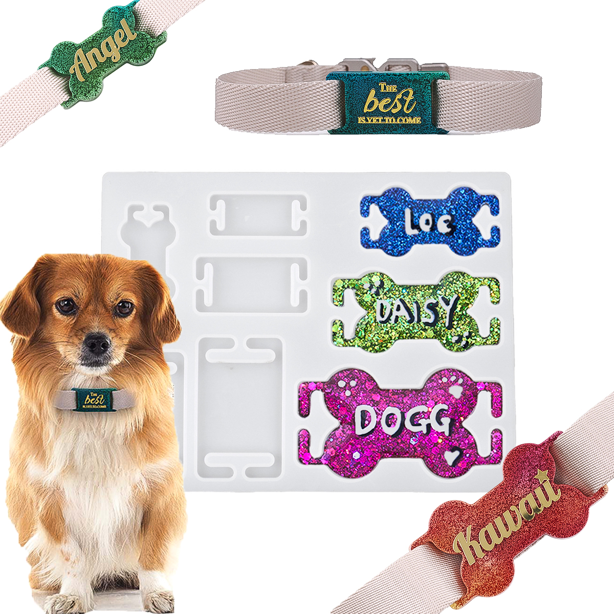 DIY Cat Dog ID Tag Silicone Mo - Name Necklace Custom ulasan dan harga
