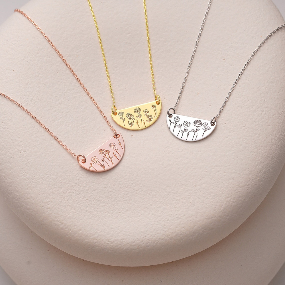 Custom Birth Month Flower Neck - Birth Flower Necklace ulasan dan harga