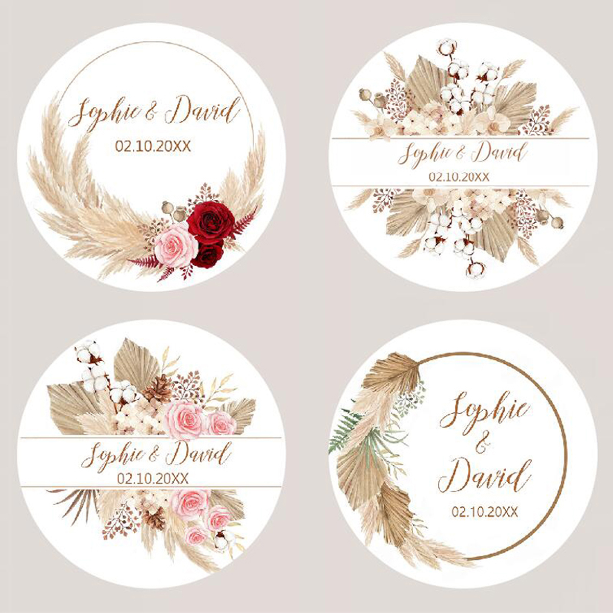 96Pcs Pampas Grass Stickers fo - Personalised Candle Label ulasan dan harga