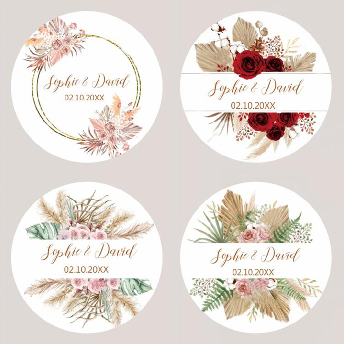 96Pcs Pampas Grass Stickers fo - Personalised Candle Label ulasan dan harga