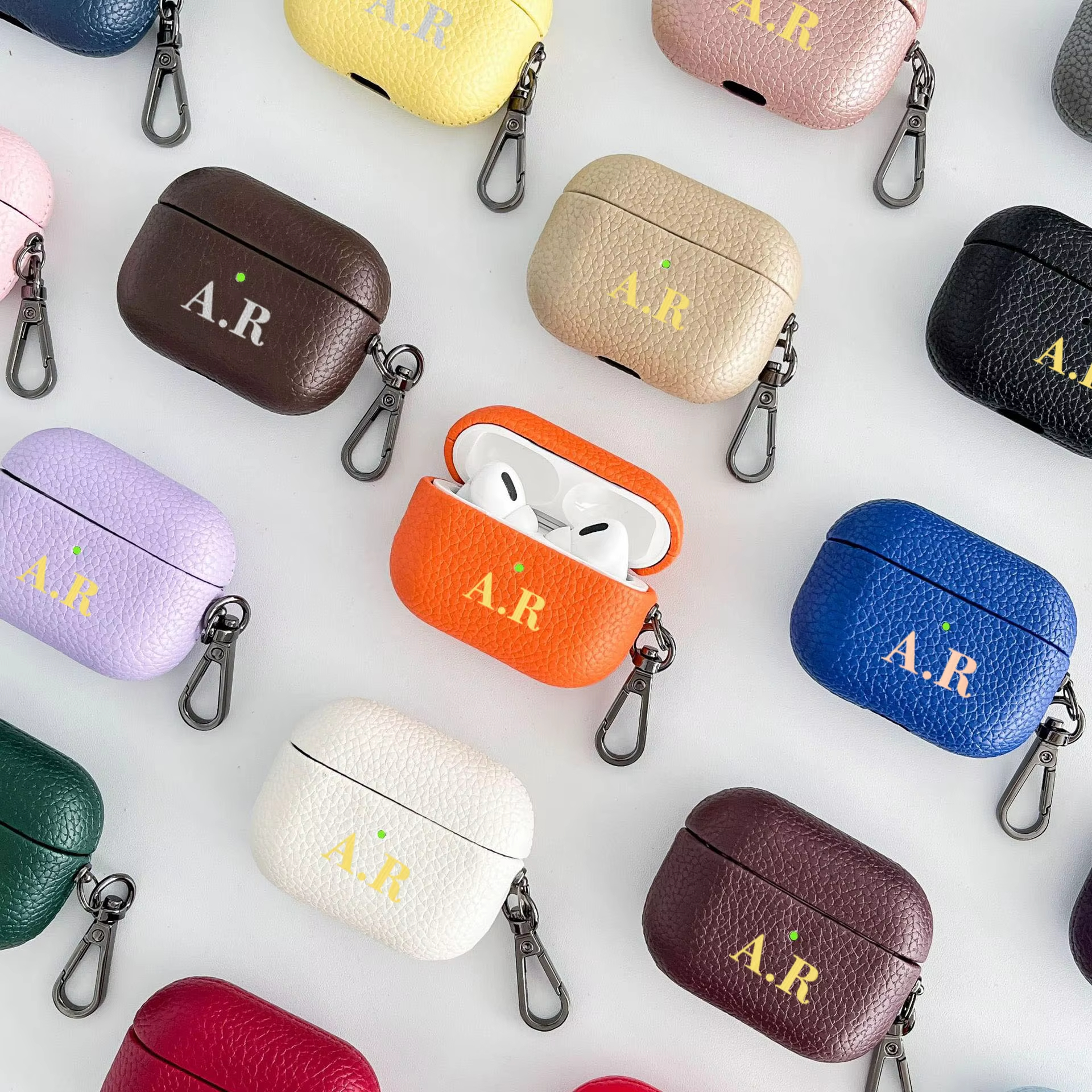Personalized Initials Letters  - Monogram Keychain Leather ulasan dan harga