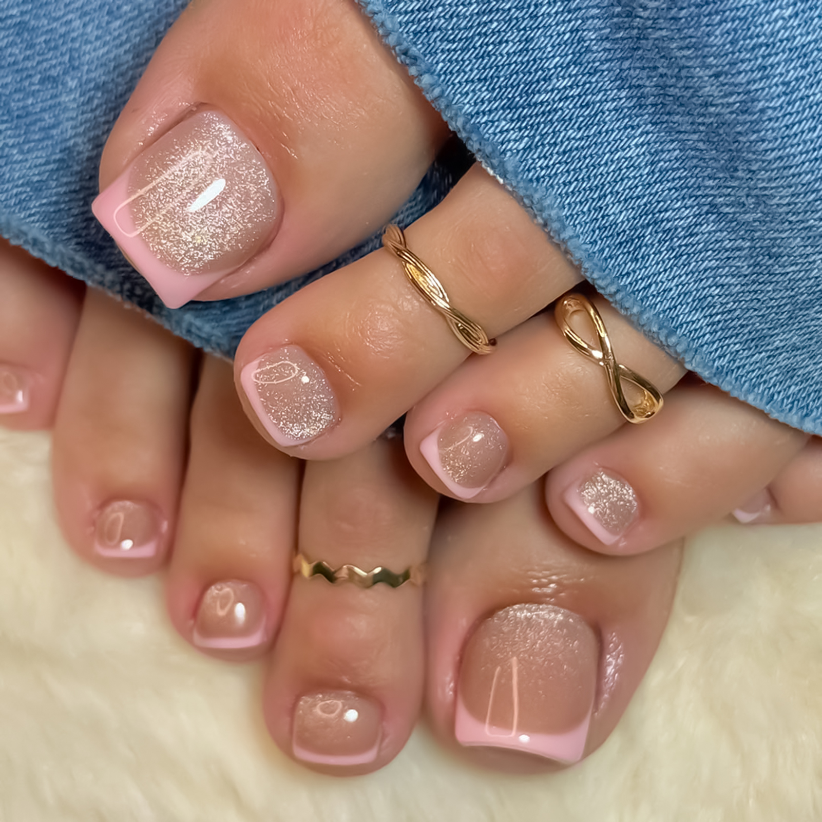 Nude Pink Color Fake Toenails  - Pressed Flower Art ulasan dan harga
