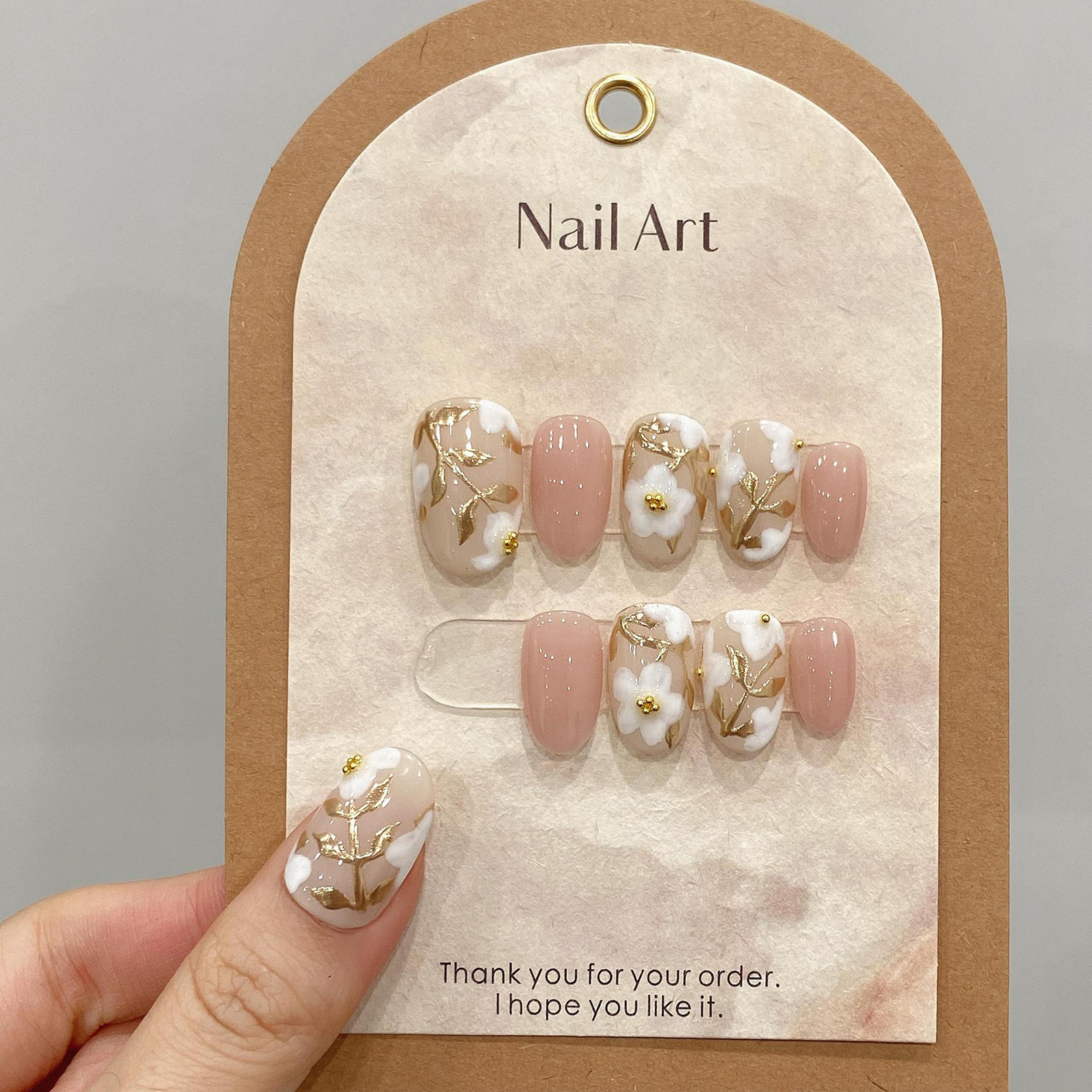 Handmade Press on Nails with W - Pressed Flower Art ulasan dan harga