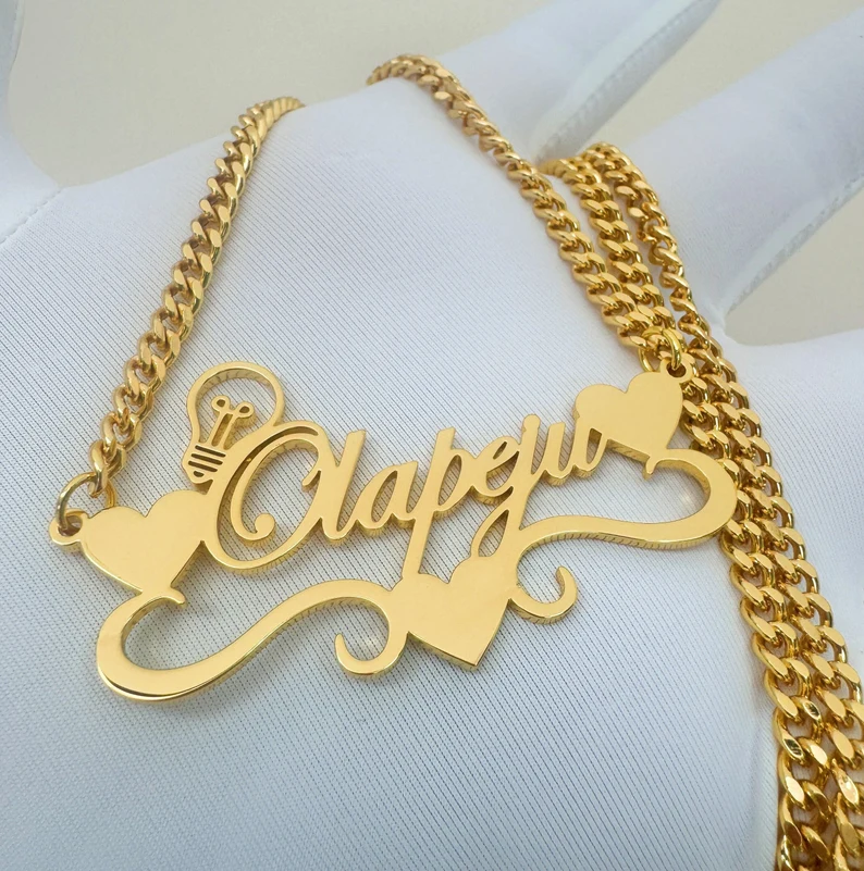 Handcrafted Gold Color Name Ne - Name Necklace Custom ulasan dan harga