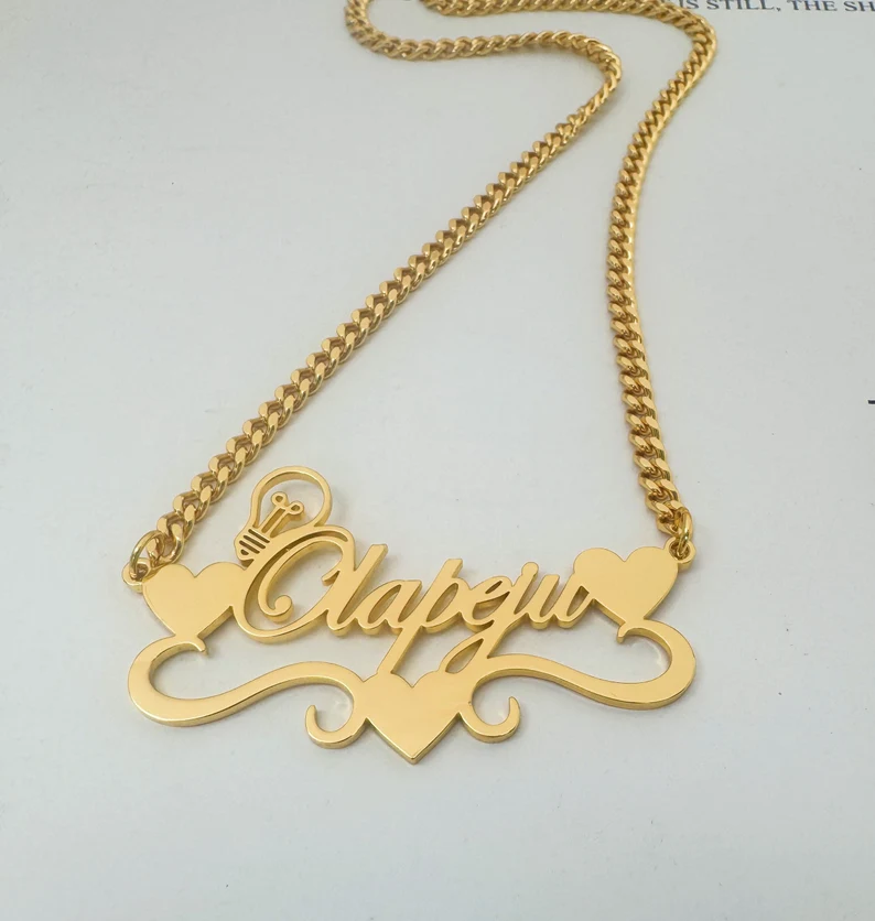 Handcrafted Gold Color Name Ne - Name Necklace Custom ulasan dan harga