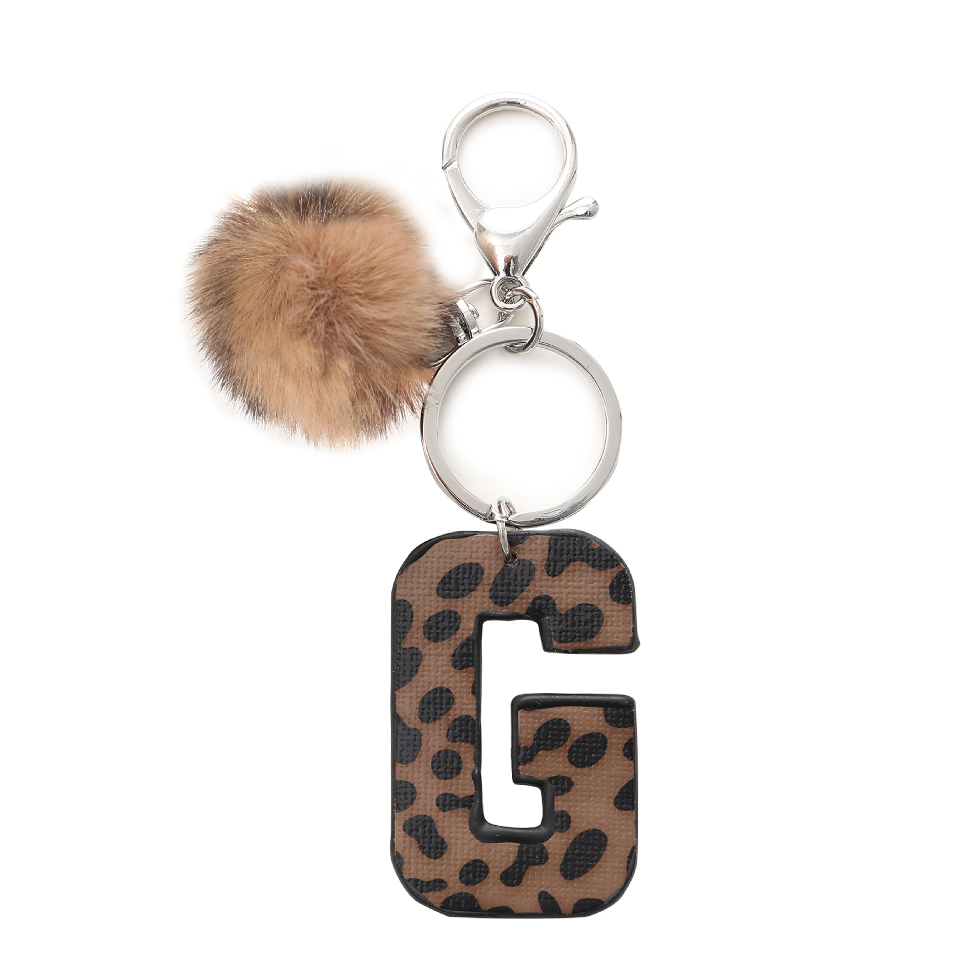 A-M Fashion Leopard Alphabet A - Monogram Keychain Leather ulasan dan harga