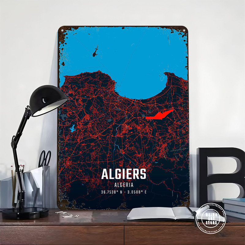 Algiers City Map Metal Poster  - Custom Map Poster ulasan dan harga