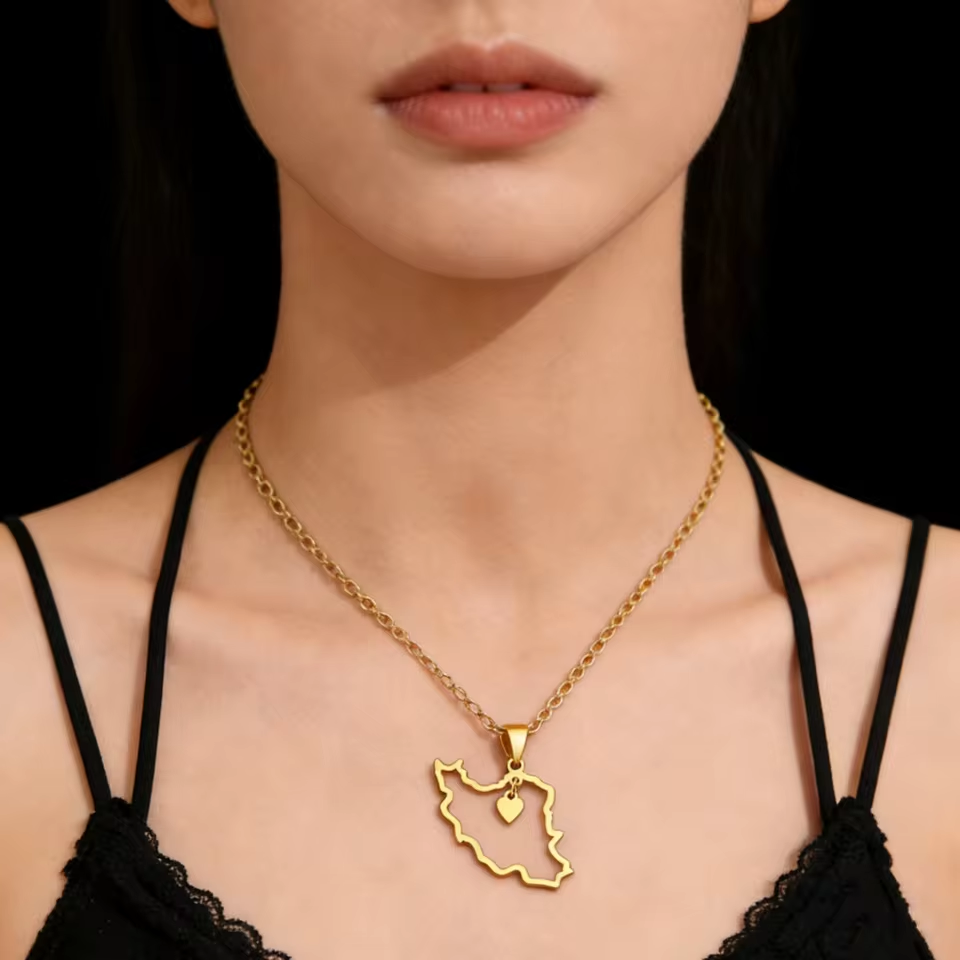 Lucktune Iran Map Pendant Neck - Custom Star Map ulasan dan harga