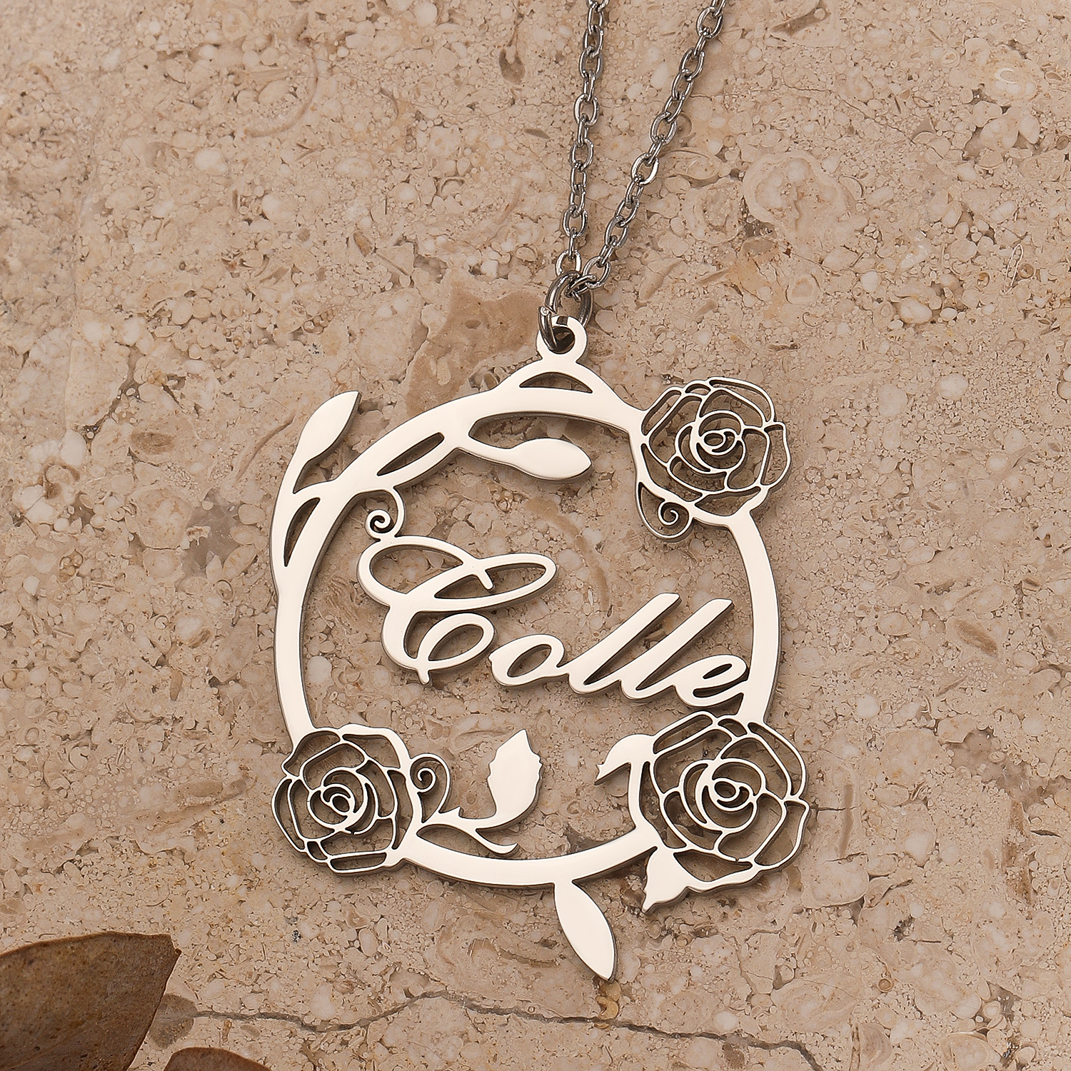 1pc Custom Rose Flower Name Ne - Name Necklace Custom ulasan dan harga