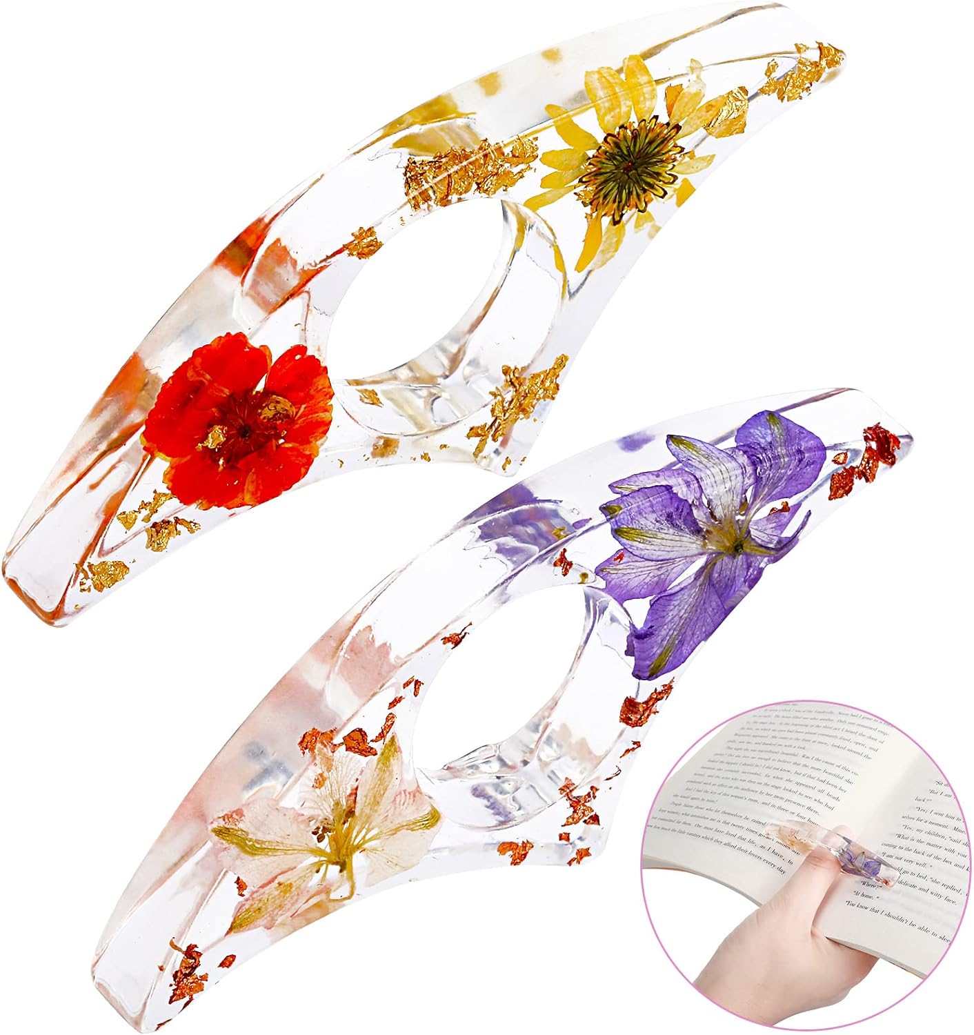 2 Pcs Dried Flower Resin Book  - Dried Flower Bookmark ulasan dan harga
