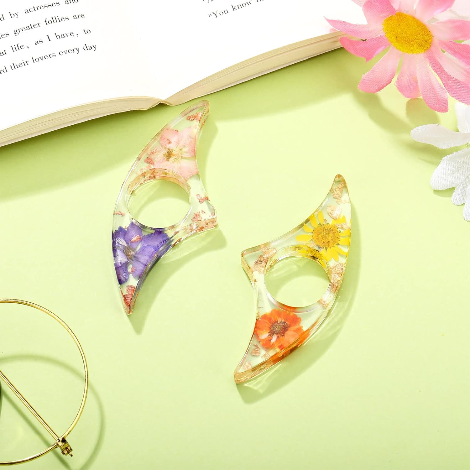 2 Pcs Dried Flower Resin Book  - Dried Flower Bookmark ulasan dan harga