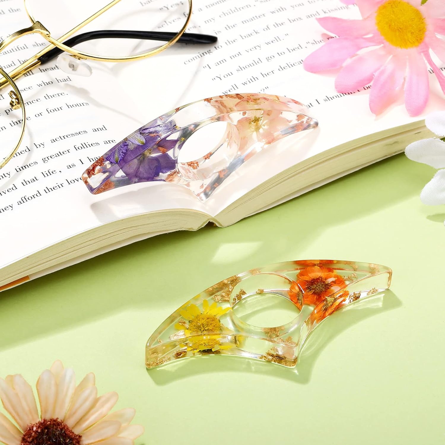 2 Pcs Dried Flower Resin Book  - Dried Flower Bookmark ulasan dan harga