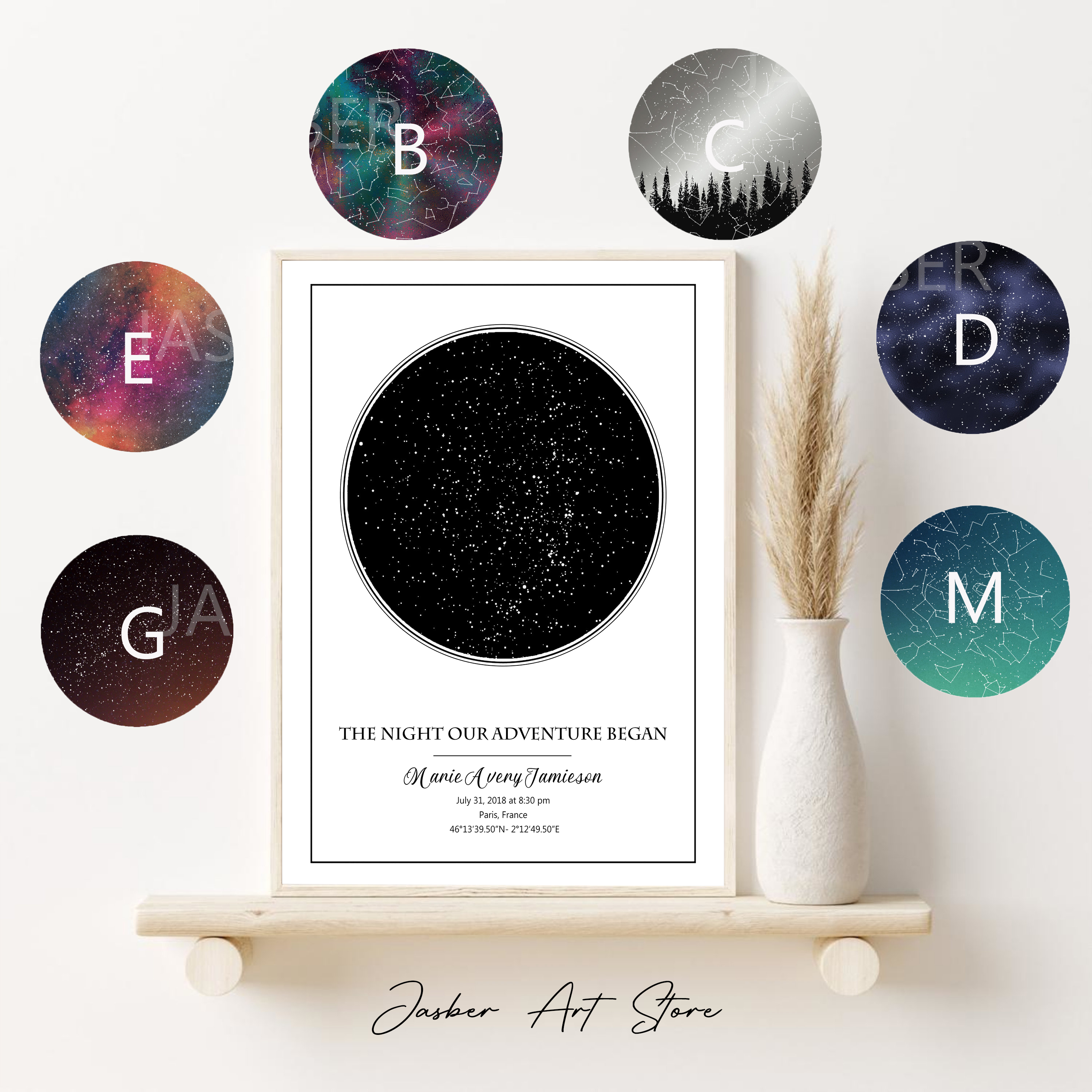 Personalized Star Map Poster B - Custom Star Map ulasan dan harga