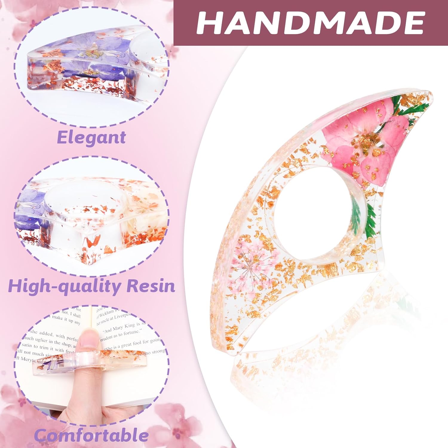 2PCS Thumb Book Page Holder, H - Dried Flower Bookmark ulasan dan harga