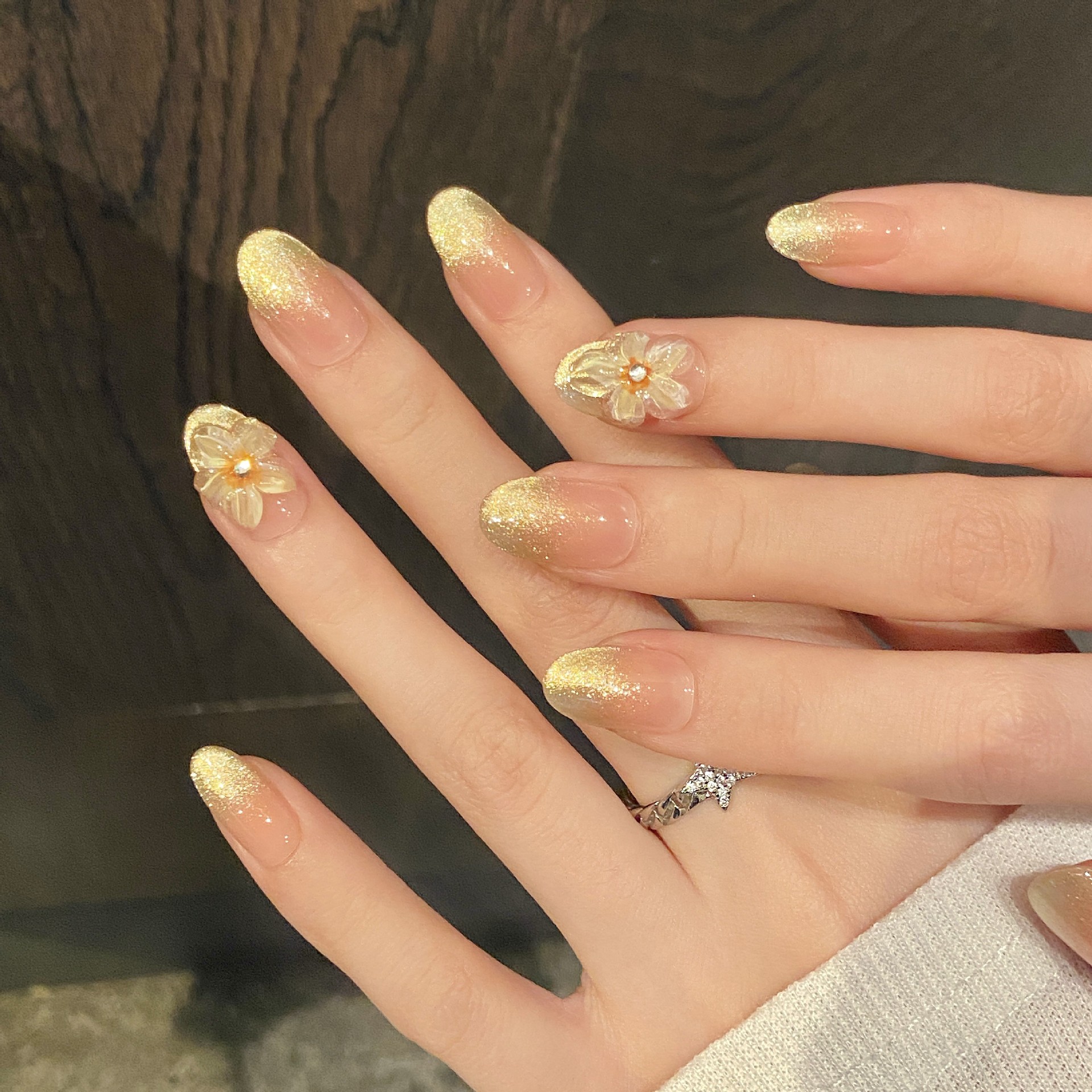 10pcs Handmade Press on Nails  - Pressed Flower Art ulasan dan harga