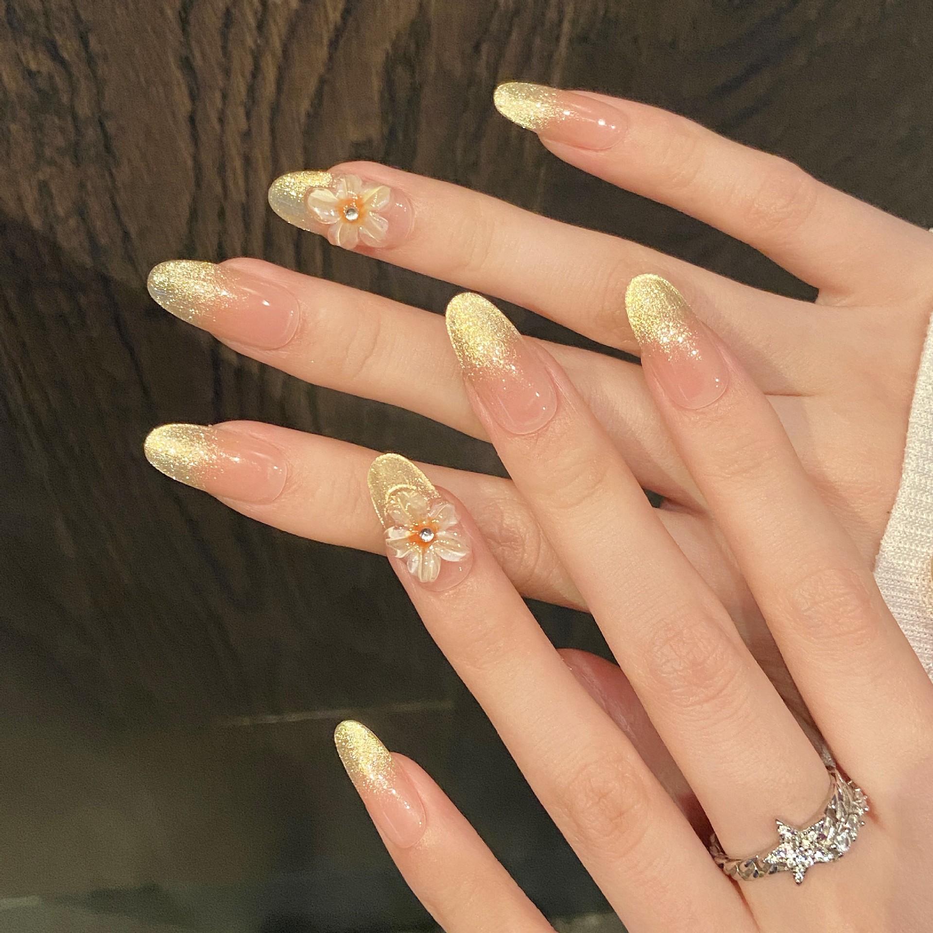 10pcs Handmade Press on Nails  - Pressed Flower Art ulasan dan harga
