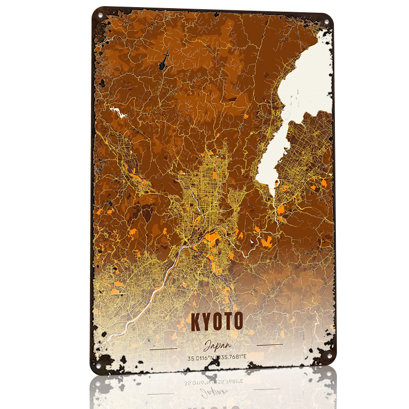 Kyoto Japan Map Art Metal Post - Custom Map Poster ulasan dan harga