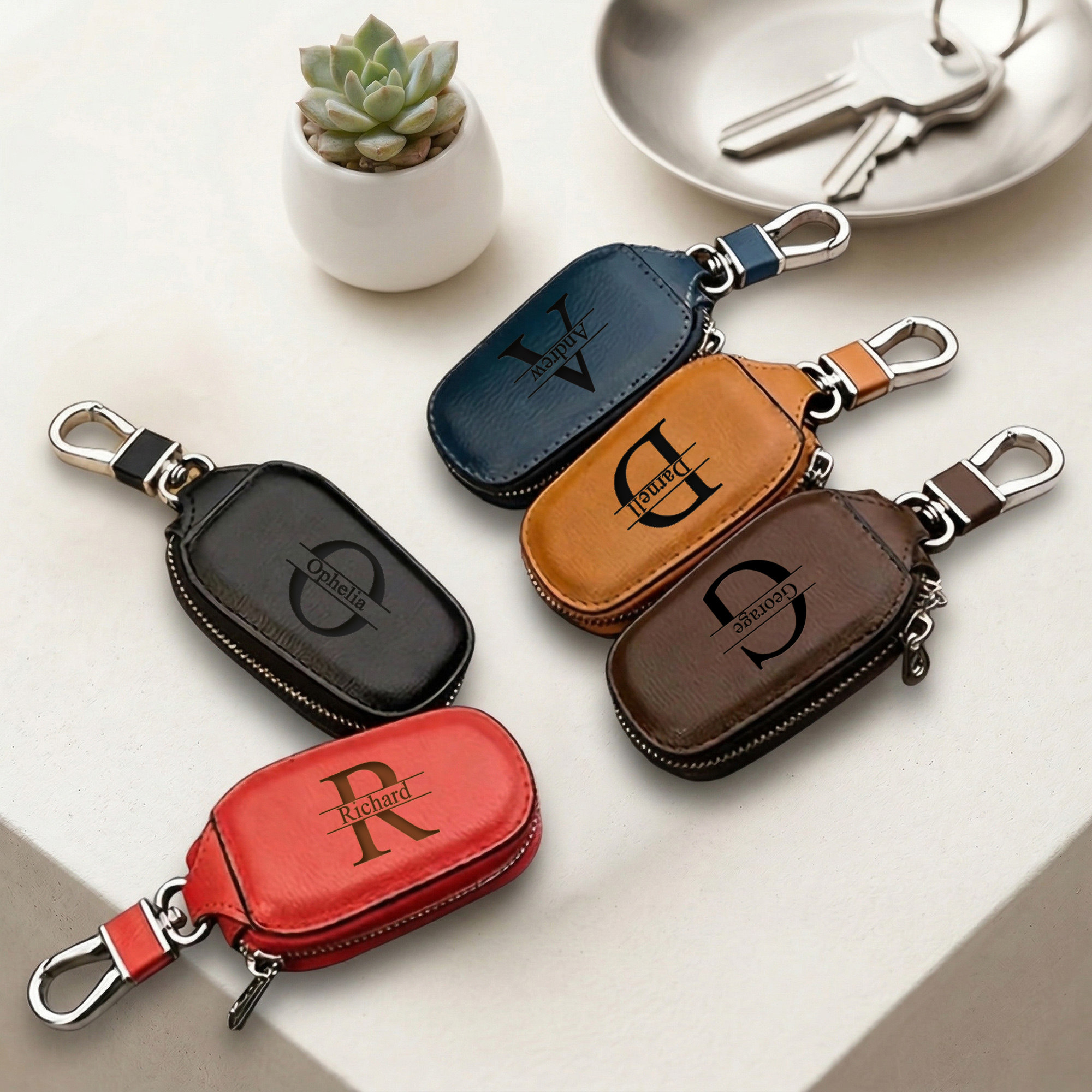 Personalized Custom Zipper Key - Monogram Keychain Leather ulasan dan harga