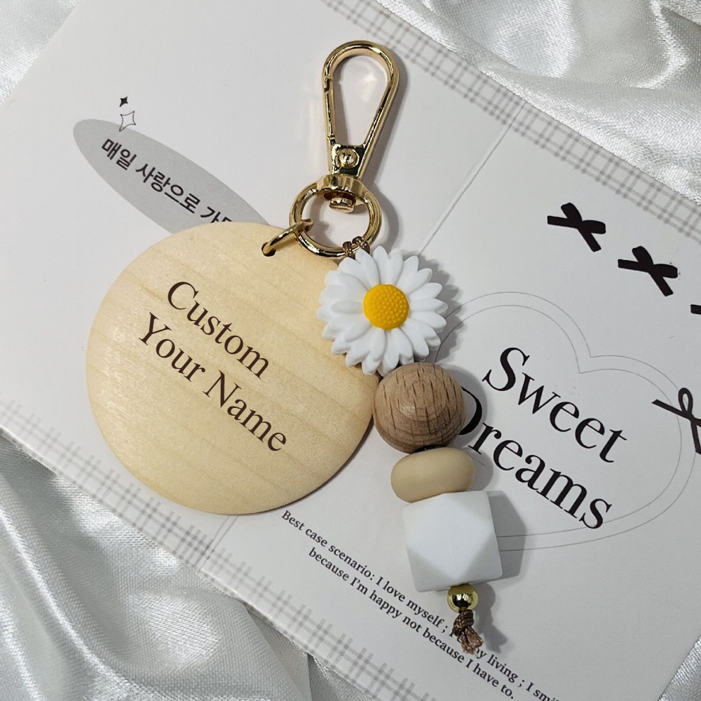 Creative Bamboo Pendant Keycha - Initial Ring Custom ulasan dan harga