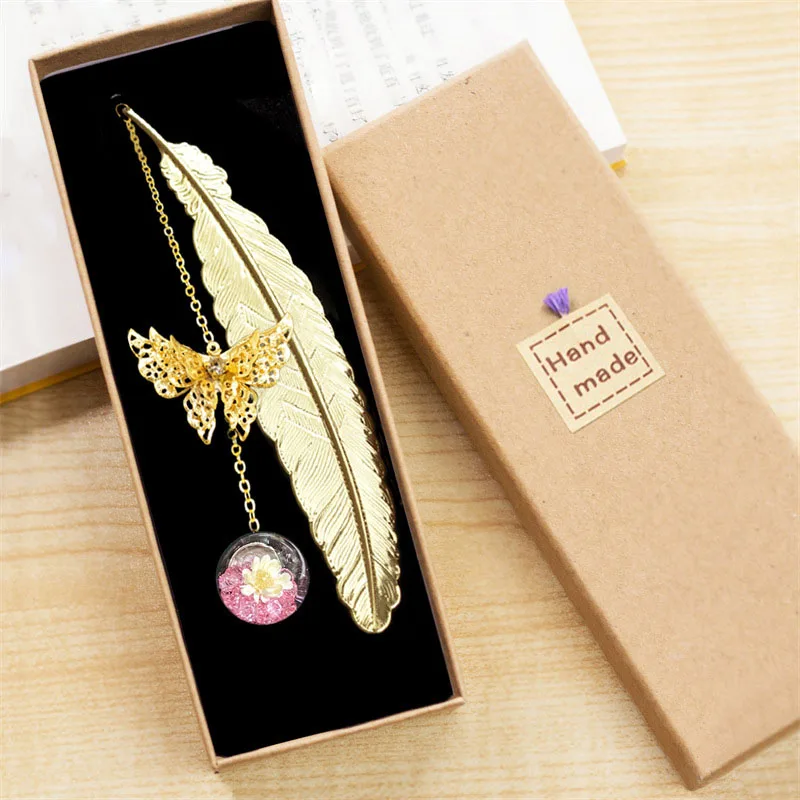 1pc Chinese Style Metal Feathe - Dried Flower Bookmark ulasan dan harga