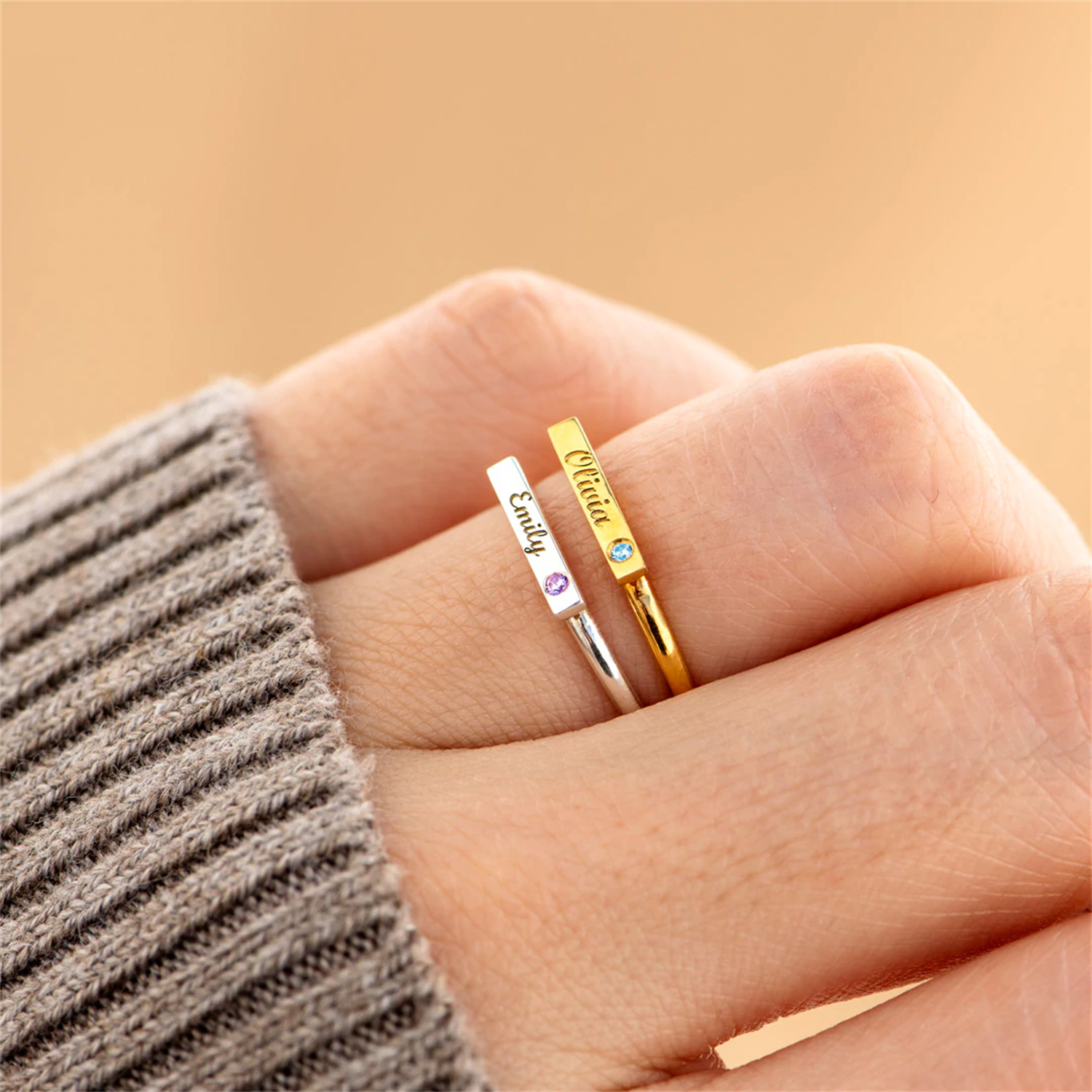 PERSONALIZED ENGRAVED MINIMALI - Initial Ring Custom ulasan dan harga