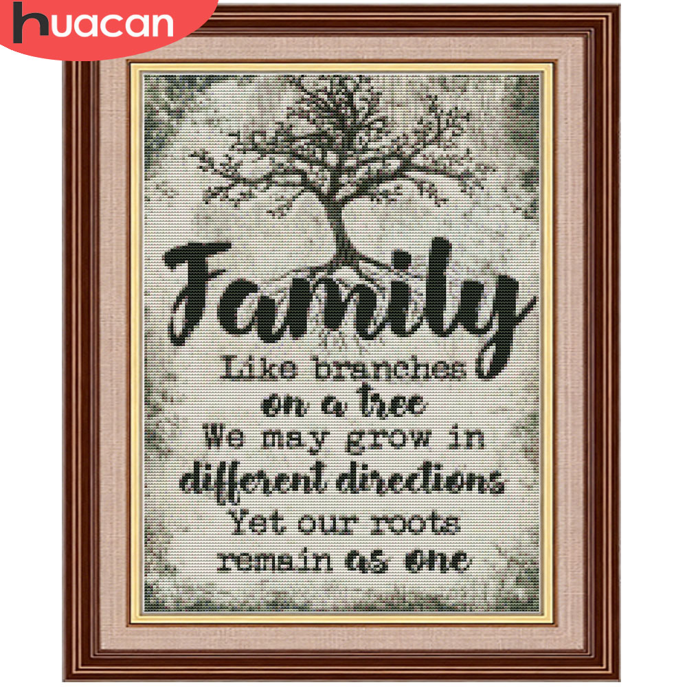 HUACAN  11CT Cross Stitch Comp - Family Tree Print ulasan dan harga