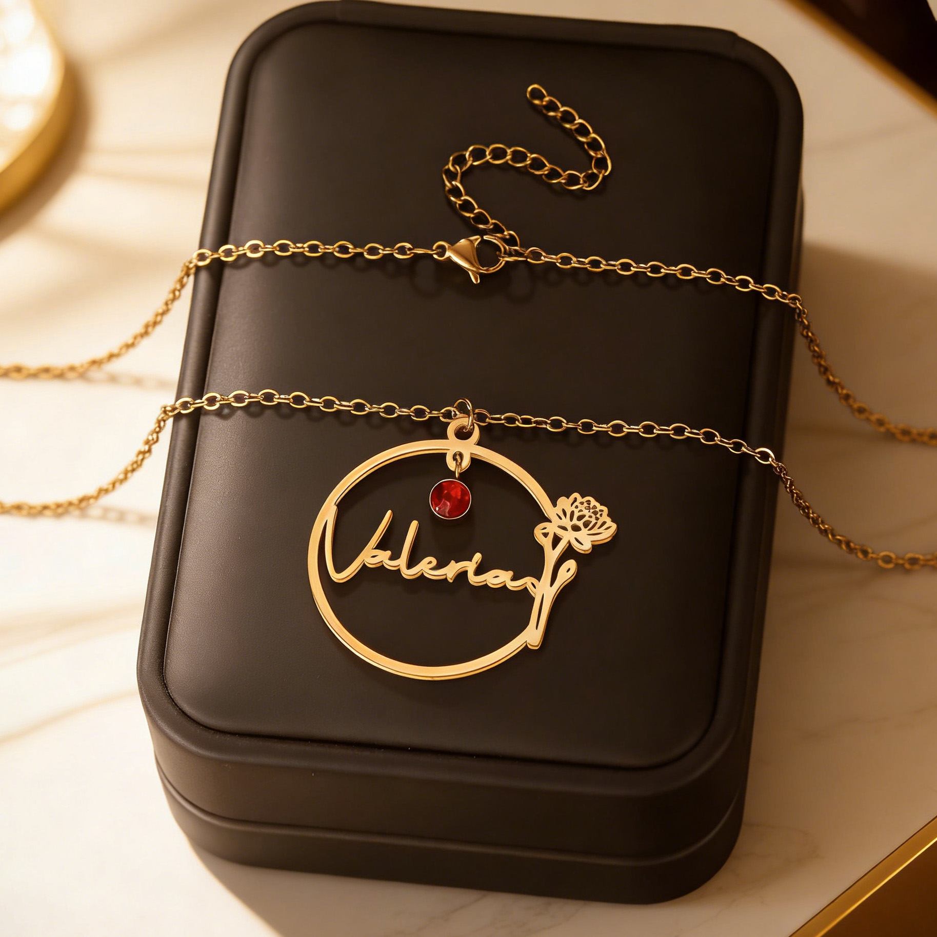 Haiyufly Custom Name Necklace  - Birth Flower Necklace ulasan dan harga
