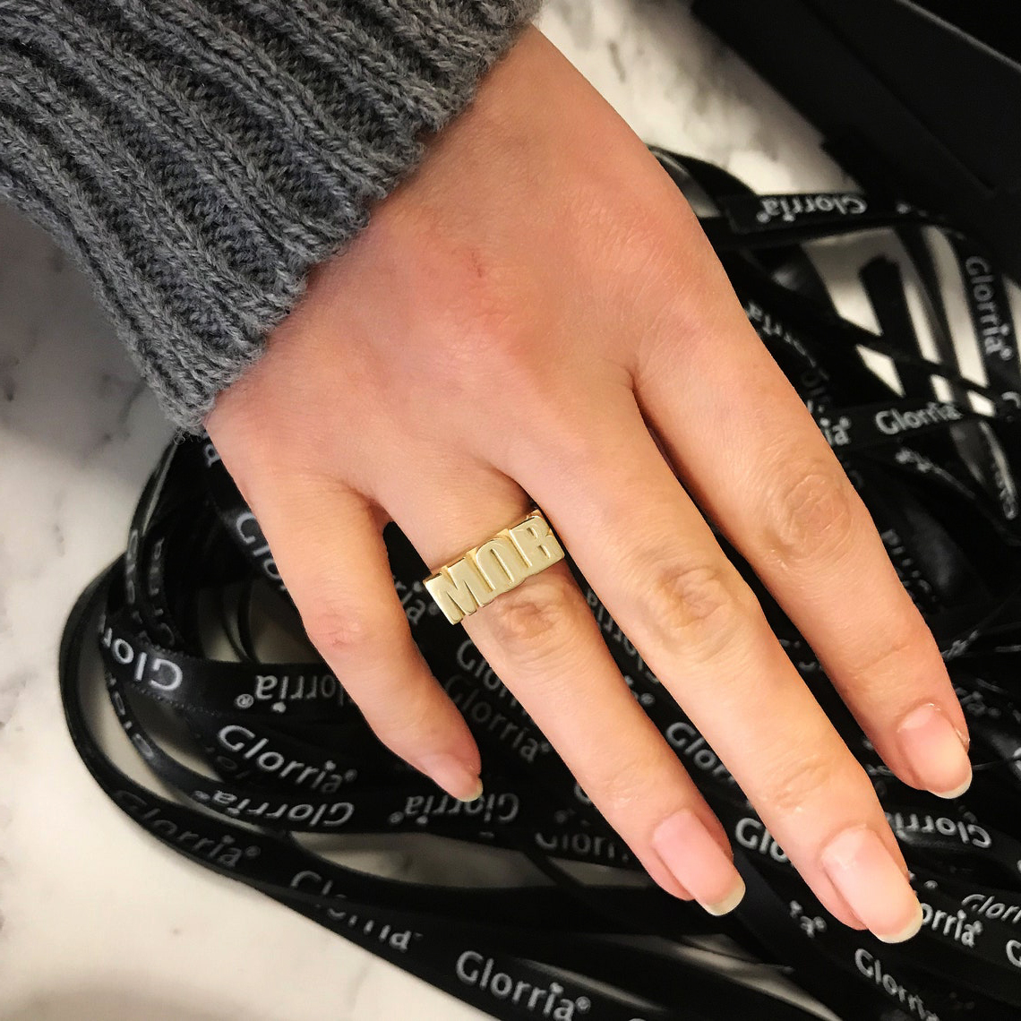 Custom Gold Gothic Rings for M - Initial Ring Custom ulasan dan harga