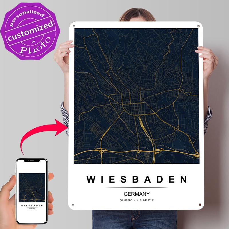 Wiesbaden City Map Printed Pos - Custom Map Poster ulasan dan harga