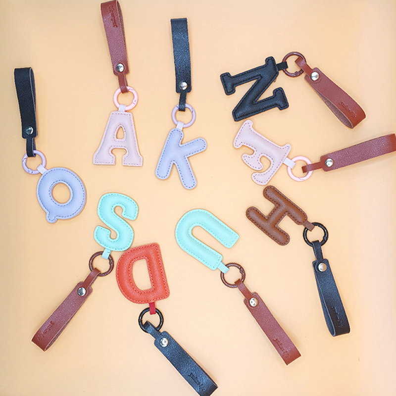 A To Z PU Leather Initial Lett - Monogram Keychain Leather ulasan dan harga