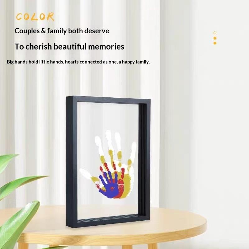 1 Set Family Handprint Photo F - Engraved Wood Frame ulasan dan harga