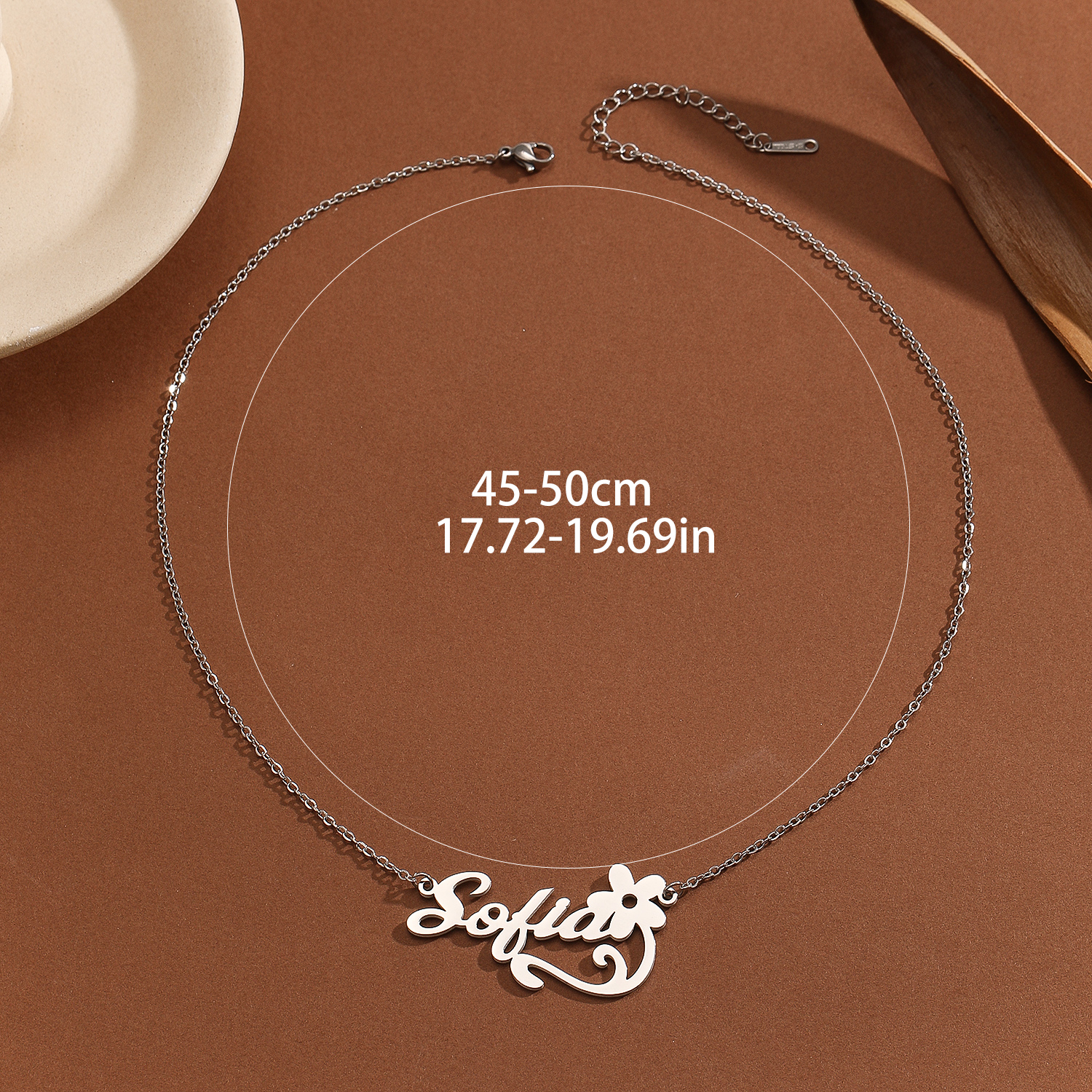 Stainless Steel Flower Letter  - Name Necklace Custom ulasan dan harga