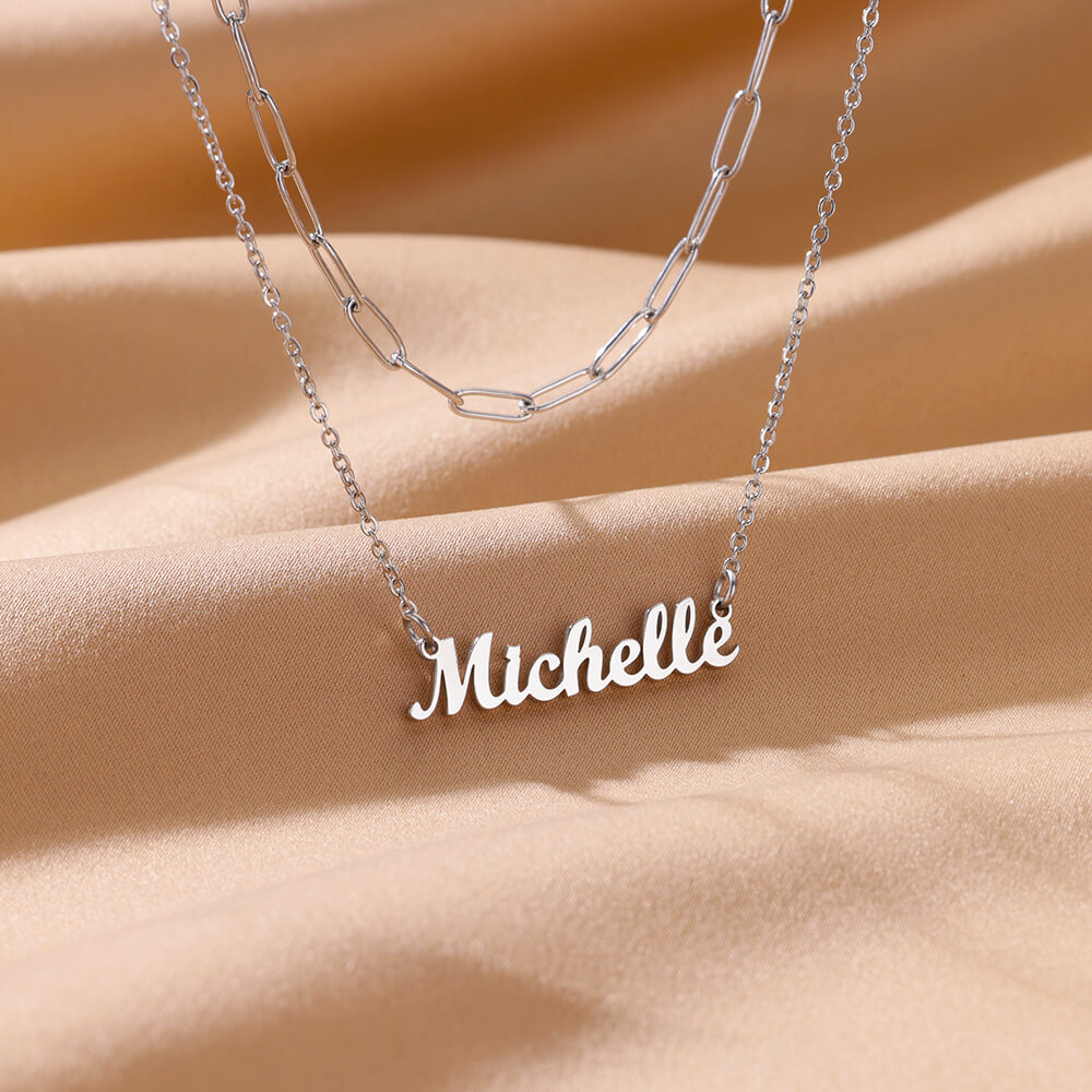 Custom Double-layer Name Neckl - Name Necklace Custom ulasan dan harga