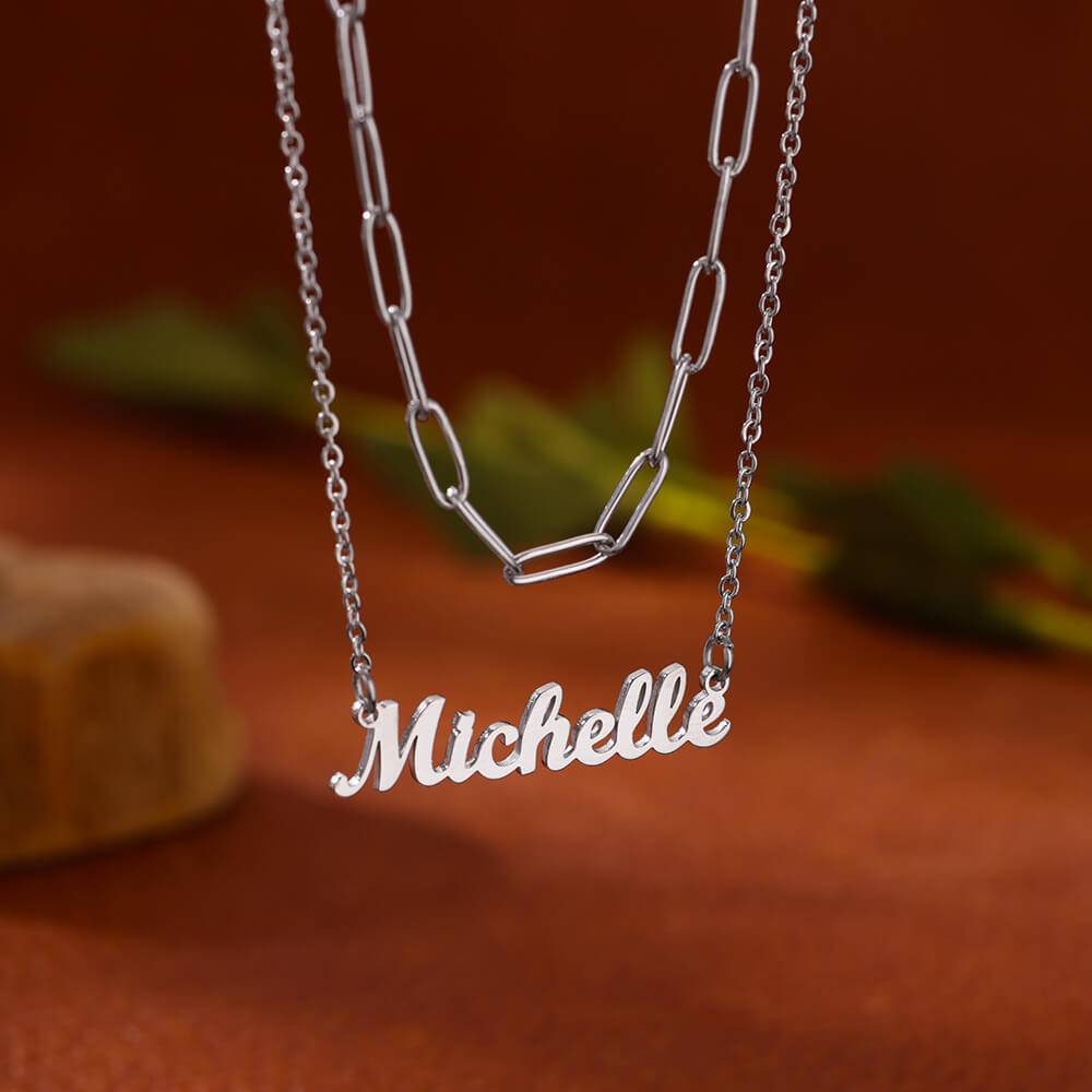 Custom Double-layer Name Neckl - Name Necklace Custom ulasan dan harga