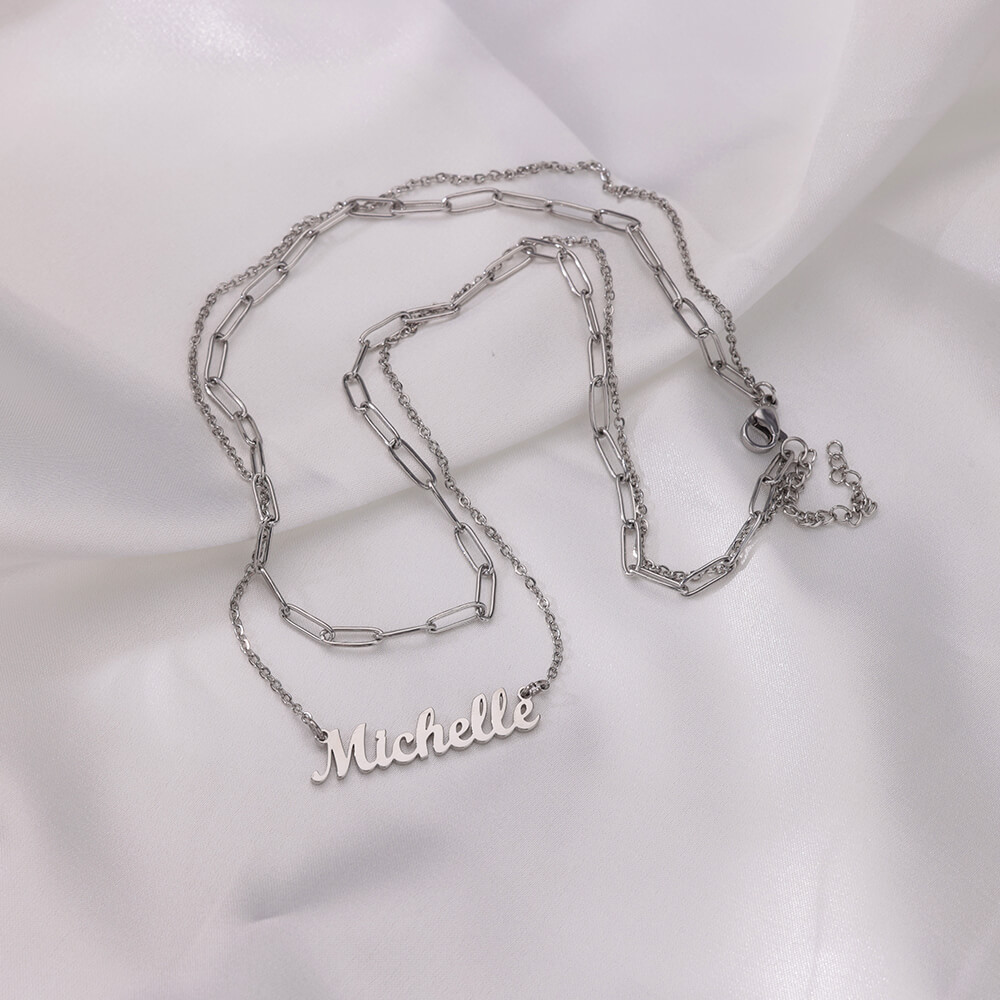 Custom Double-layer Name Neckl - Name Necklace Custom ulasan dan harga