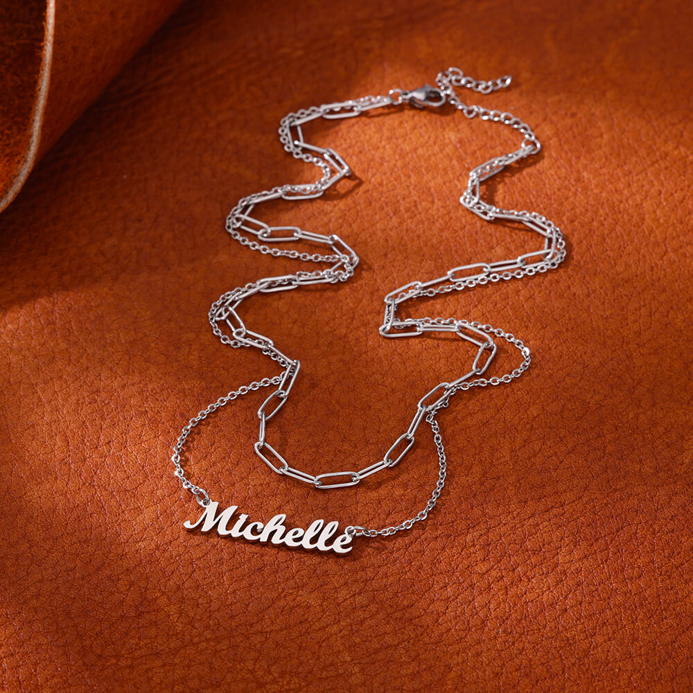 Custom Double-layer Name Neckl - Name Necklace Custom ulasan dan harga