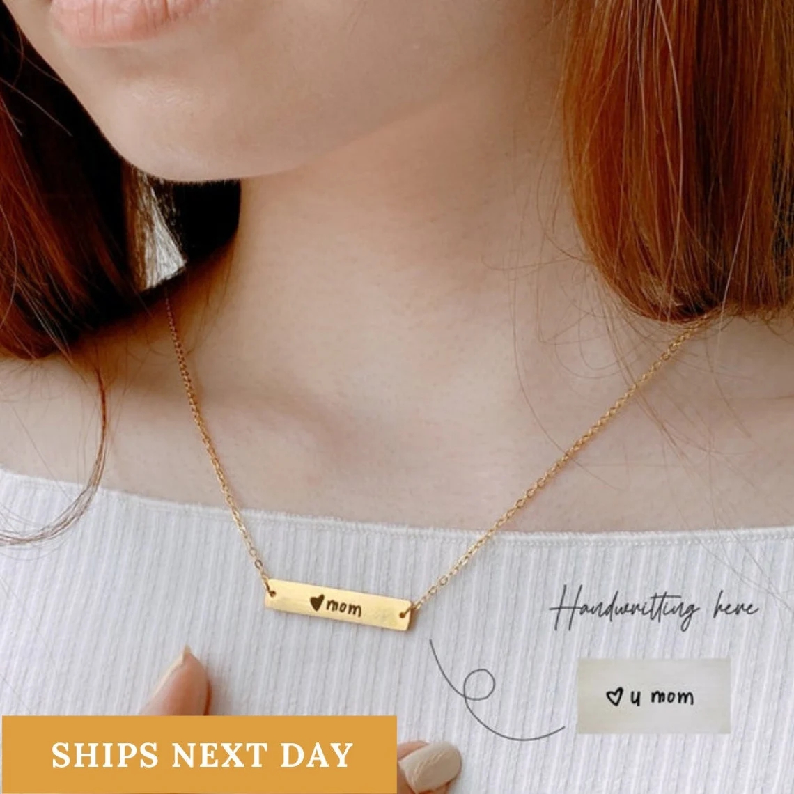 Actual Handwriting Bar Necklac - Handwriting Necklace Bar ulasan dan harga