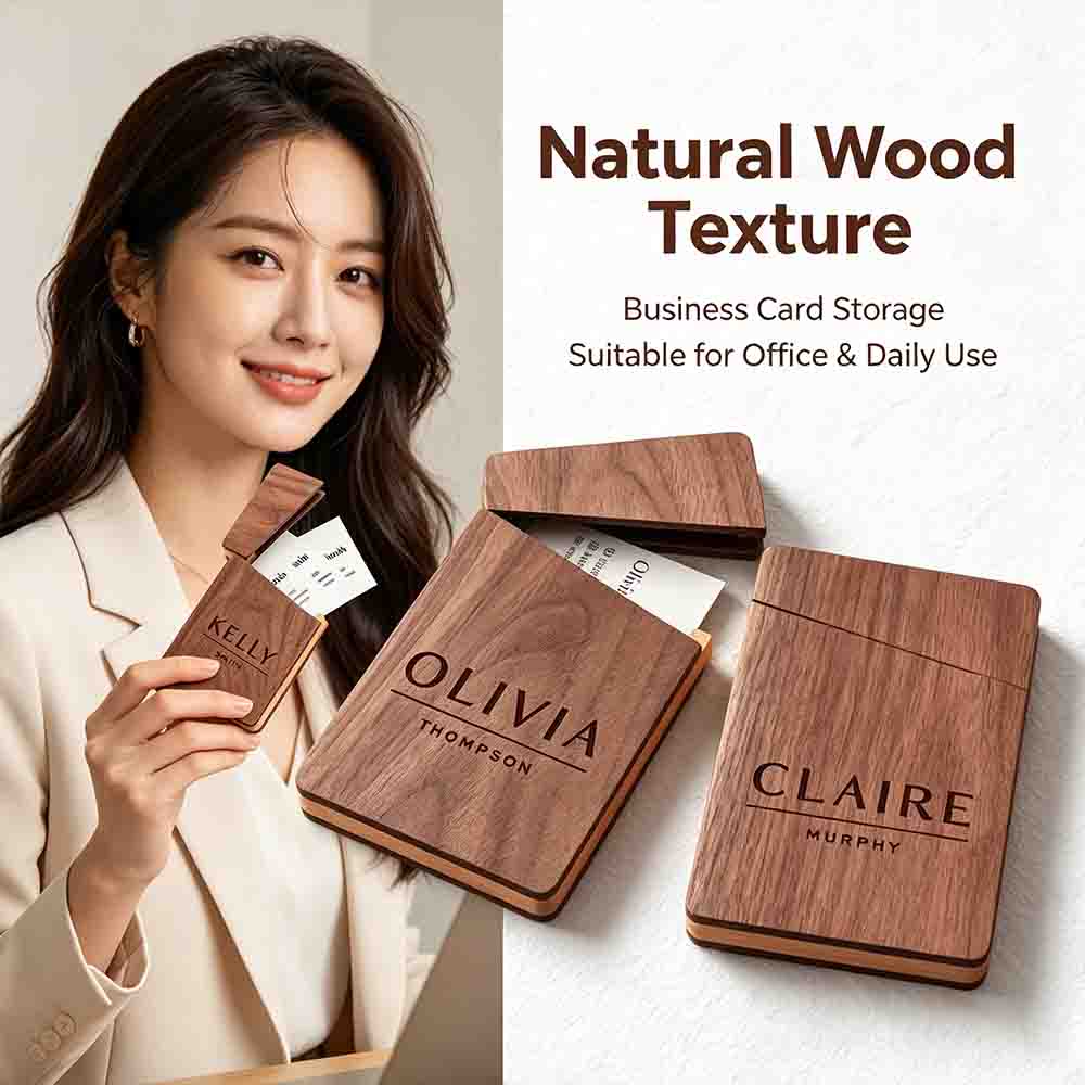 Business Card Holder Wooden Of - Personalized Name Box ulasan dan harga
