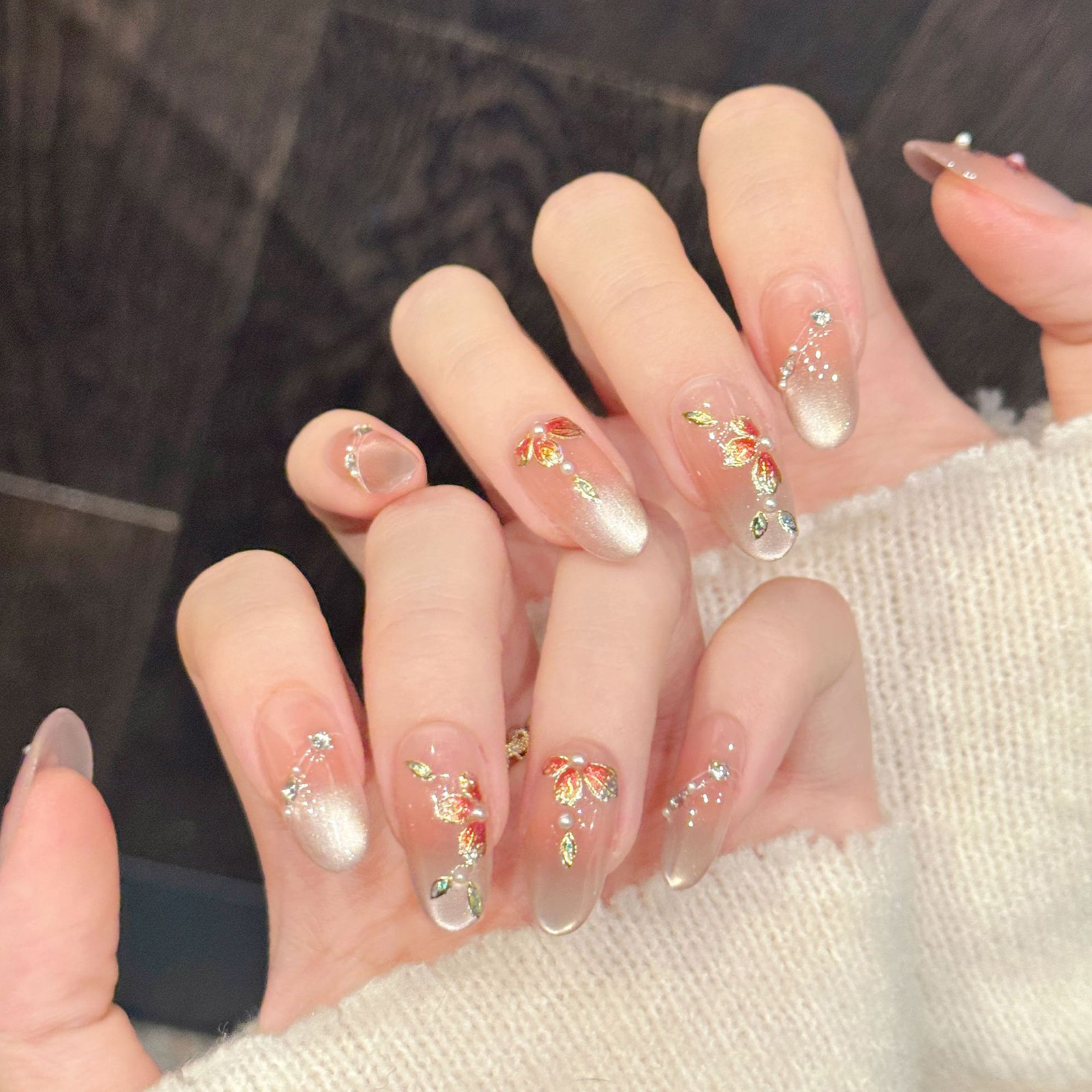 10pcs Handmade Fake Nails Pres - Pressed Flower Art ulasan dan harga