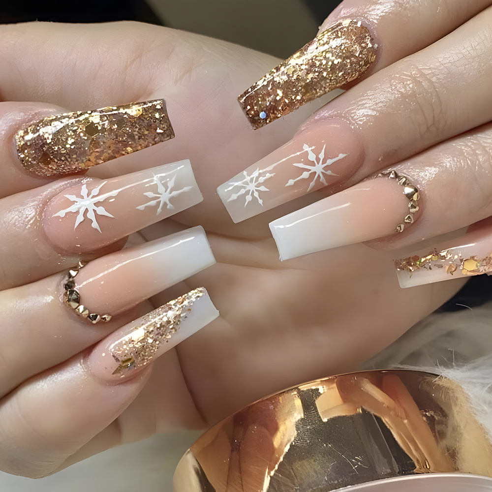 24pcs Flower Press on Nails Ar - Pressed Flower Art ulasan dan harga