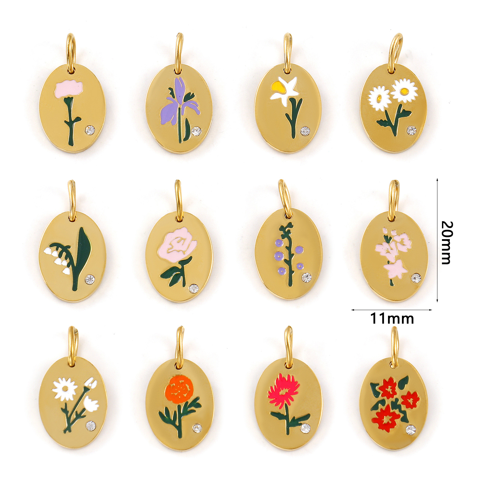 1 Piece 304 Stainless Steel Bi - Birth Flower Necklace ulasan dan harga